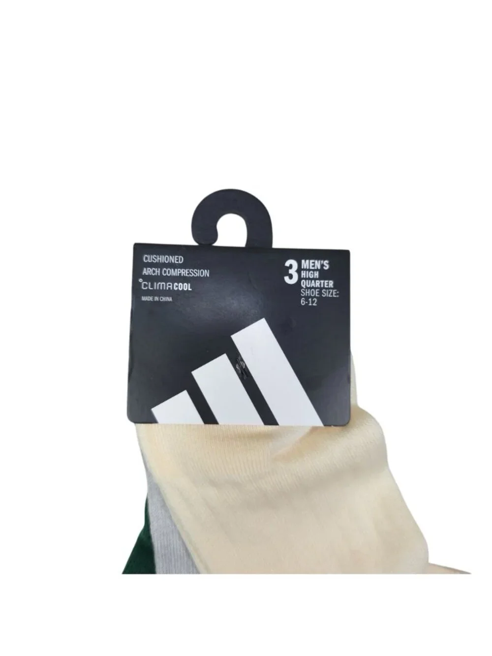 Adidas Men ClimaCool High Quarter Socks 3-Pack Cushioned Arch Compression  Green